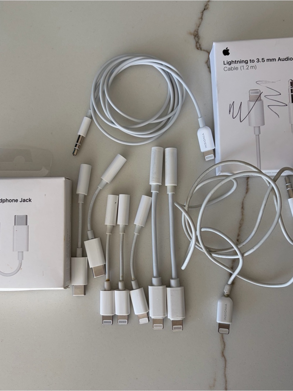 Apple White Lightning, USB-C and 3.5mm Adapter Cable Bundle